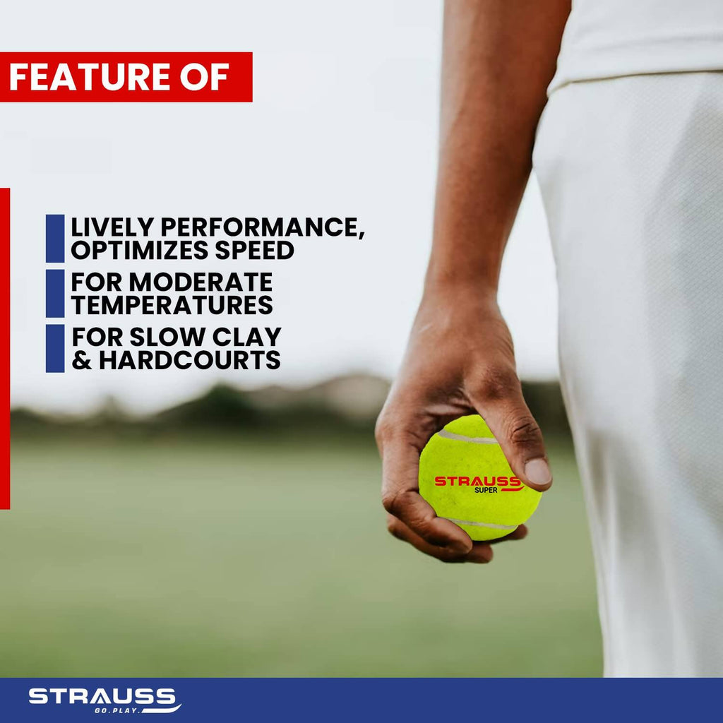 Strauss Cricket Tennis Balls - Yellow (Pack of 6)