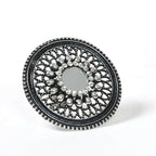 Mominos Fashion Joharkamal Oxidised Silver-Toned Adjustable Finger Ring | Grocsy