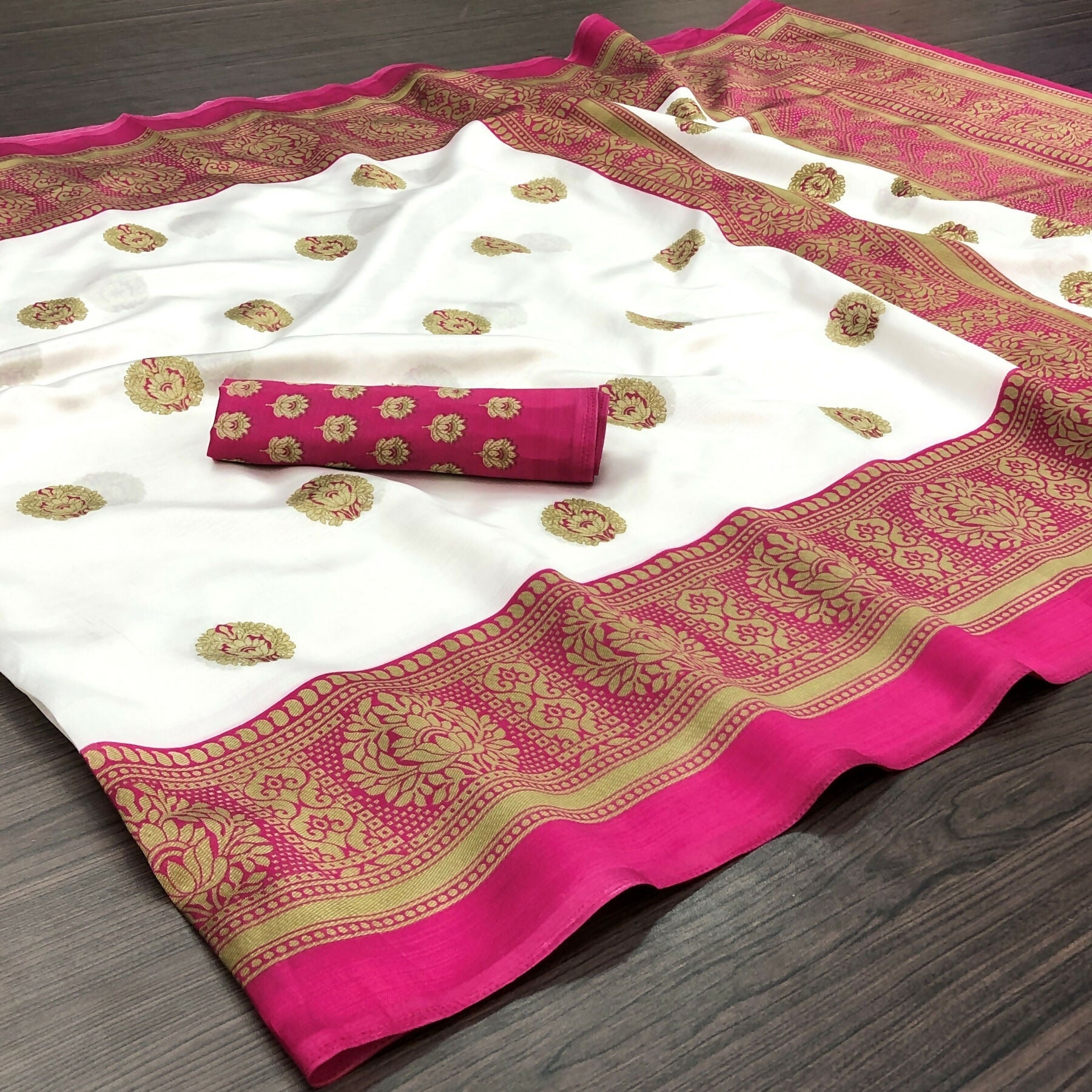 Vamika Pink Printed Art Silk Saree | Grocsy