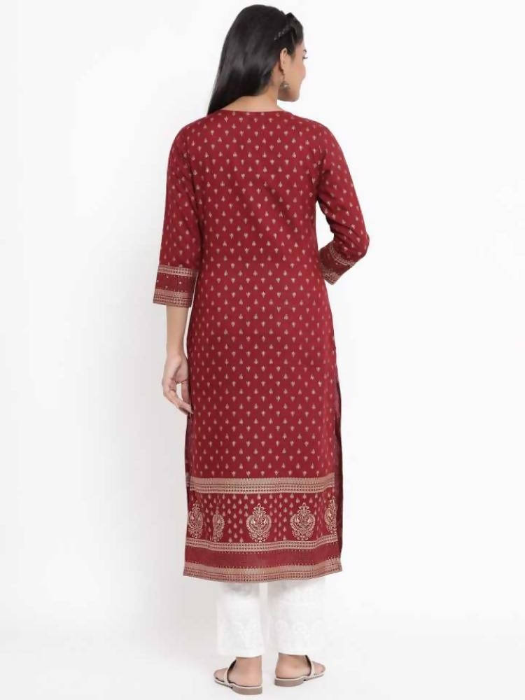 Yufta Maroon Printed Kurta | Grocsy