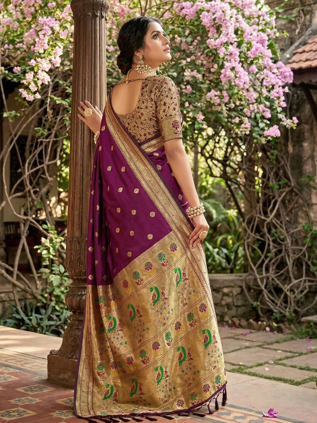 Shree Shyam Fashion Wine Soft Silk Saree | Grocsy