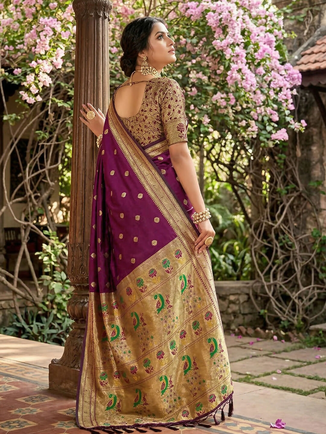 Shree Shyam Fashion Wine Soft Silk Saree | Grocsy