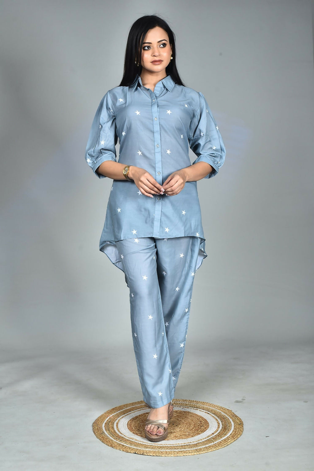 Morchari Digital Print Semi Muslin Co-Ord Set Top & Trouser-Multicolor | Grocsy