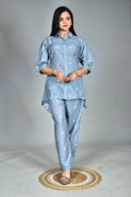 Morchari Digital Print Semi Muslin Co-Ord Set Top & Trouser-Multicolor | Grocsy