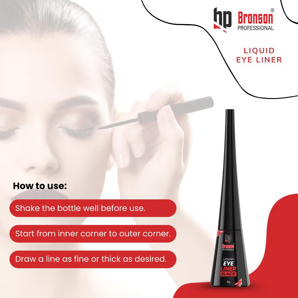Bronson Professional Liquid Eyeliner Smudgeproof ,Lightweight, Matte Finsih Eyeliner - Black | Grocsy
