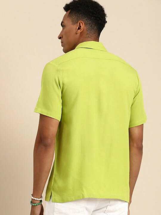 Green Men Rayon Comfort Opaque Casual Shirt - Mahotsav | Grocsy