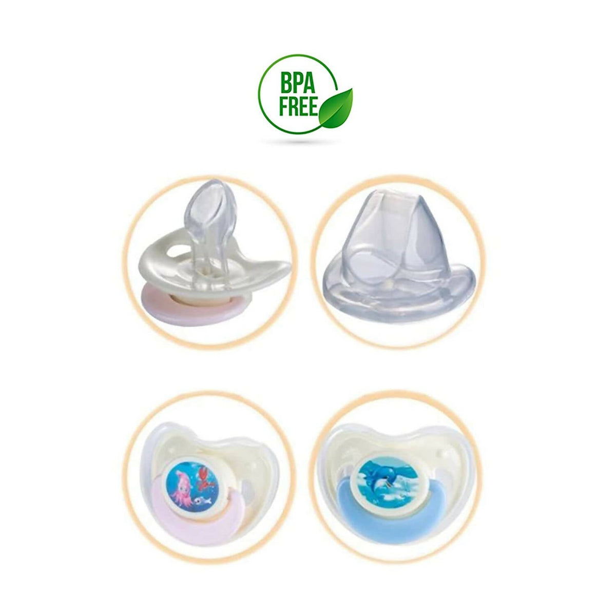 Safe-O-Kid Cartoon Design Silicone Pacifier/Soother With Holder Chain And Clip - Assorted | Grocsy