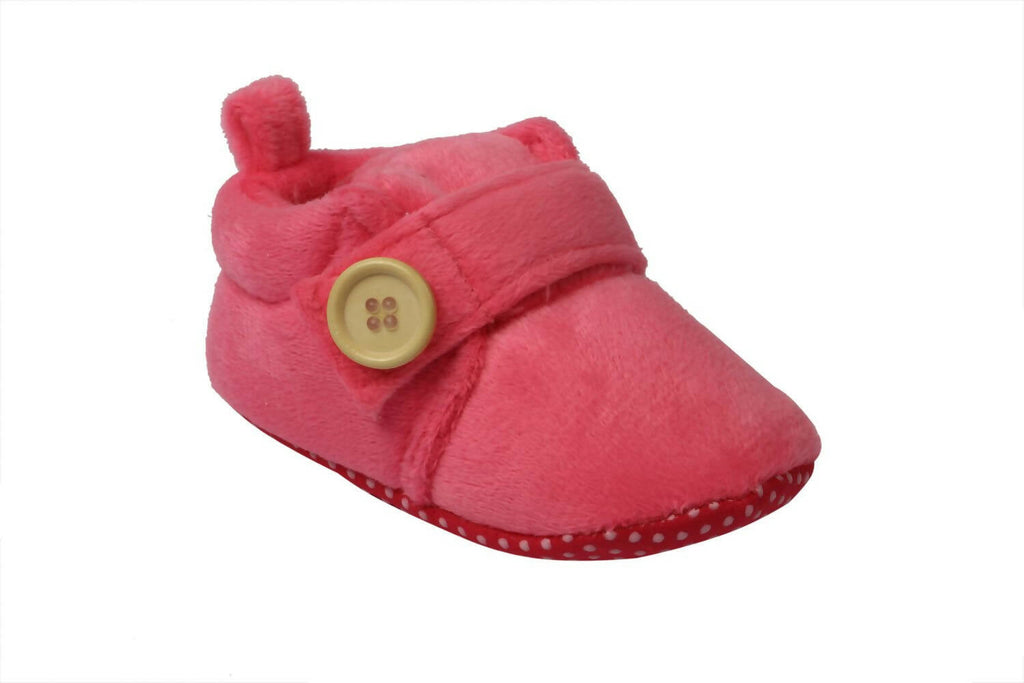 Tiny Bugs Unisex Soft Base Booties - Pink | Grocsy