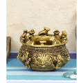 eCraftIndia Gold-Toned Handcrafted Brass Auspicious Nandi Kalash for Religious Offerings | Grocsy