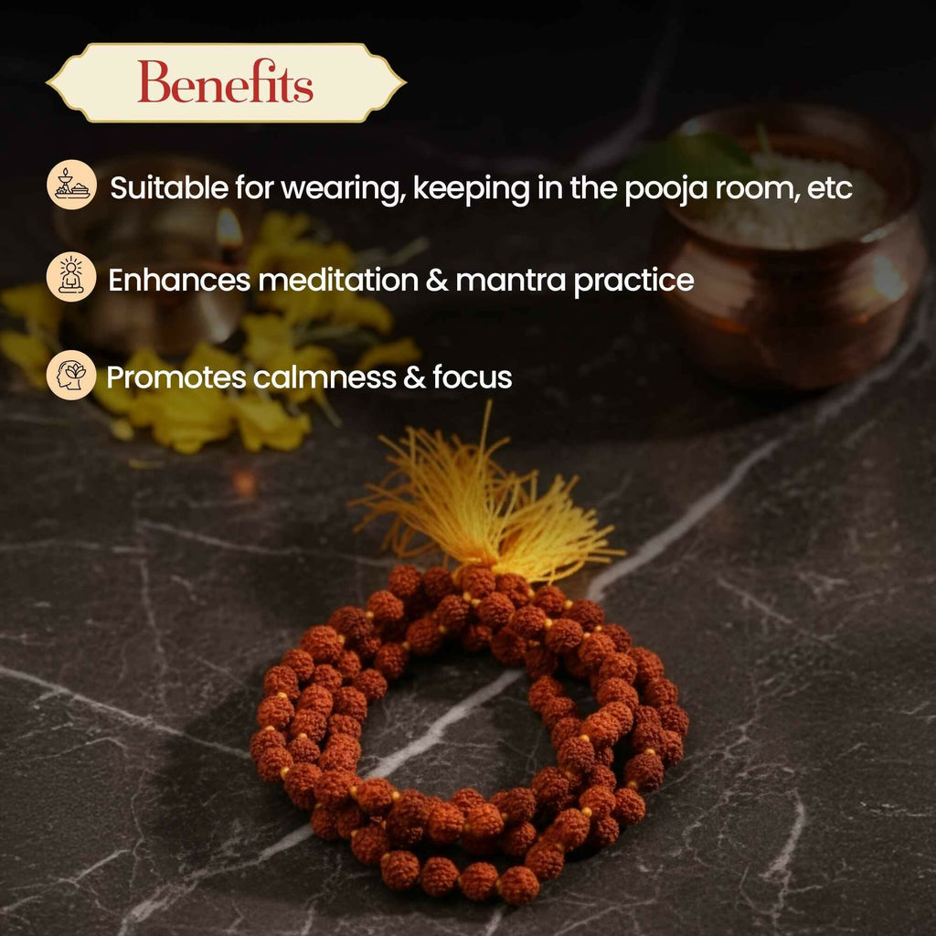 Pujashree Rudraksh Mala 4mm – Lightweight Sacred Bead Mala for Daily Wear & Meditation | Grocsy