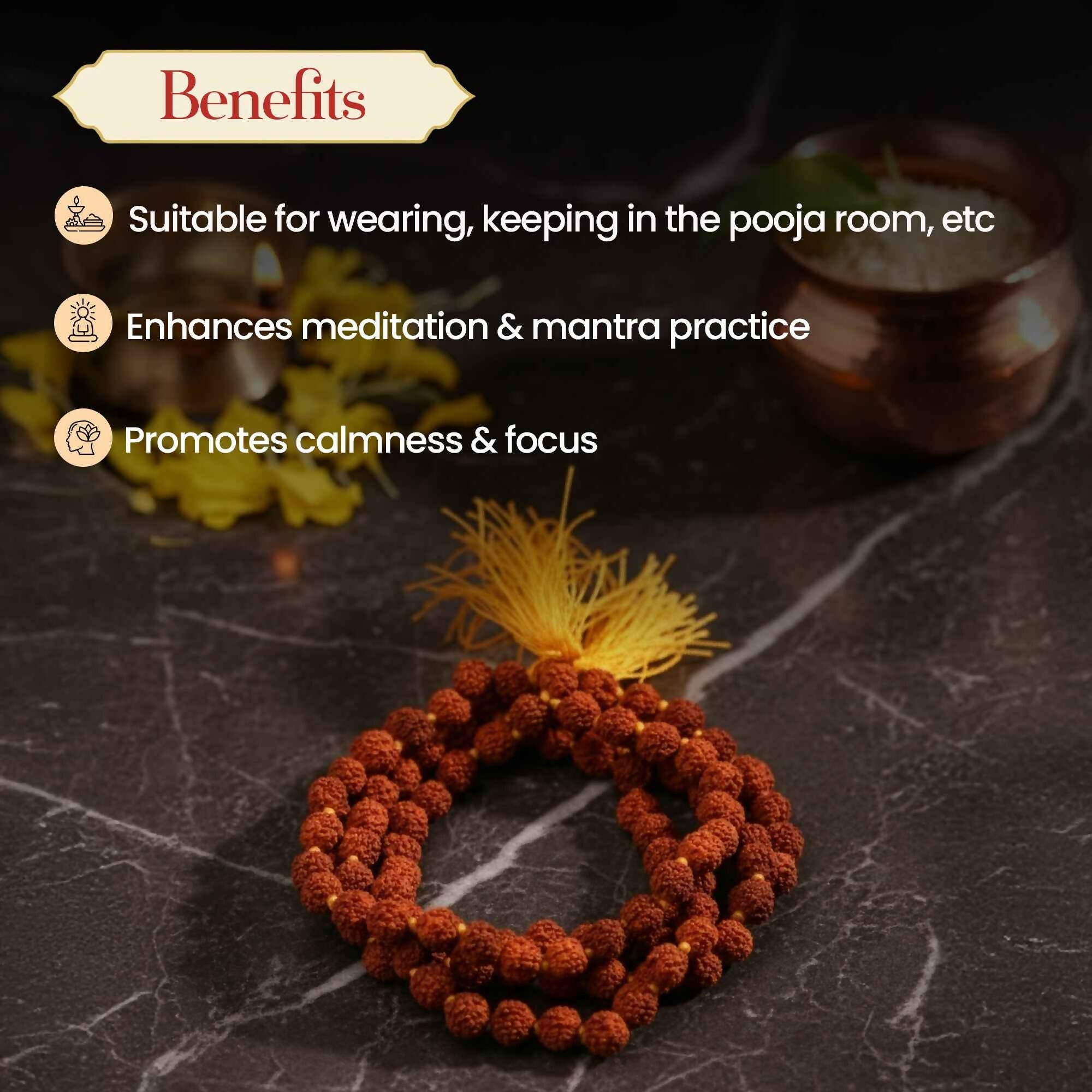 Pujashree Rudraksh Mala 4mm – Lightweight Sacred Bead Mala for Daily Wear & Meditation | Grocsy