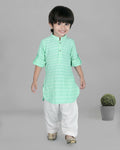 Joban Fashion Kids Island Cotton Full Sleeves Striped Kurta and Pyjama- Sea Green | Grocsy
