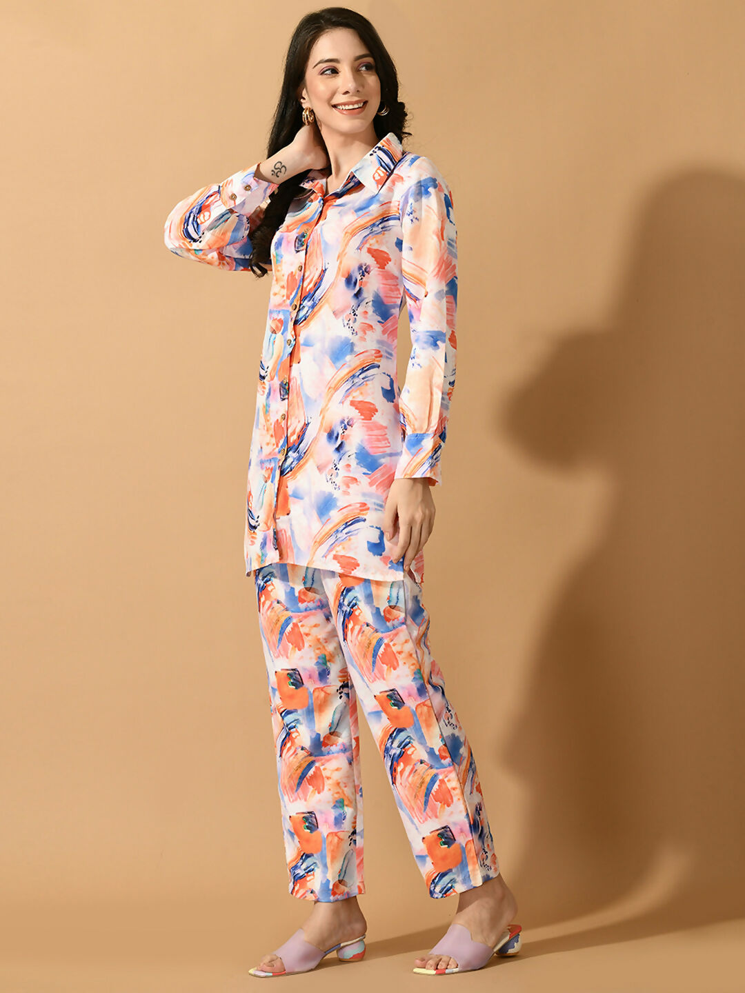 Myshka Women's Multi Printed Shirt With Trousers | Grocsy