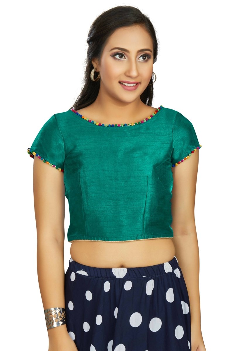 Aastha Fashion Women's Sea Green Art Silk Designer Party Wear Readymade Blouse | Grocsy