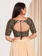 Joban Fashion Black Viscose Rayon Padded Blouse With Sweetheart Neck Elbow Sleeves | Grocsy