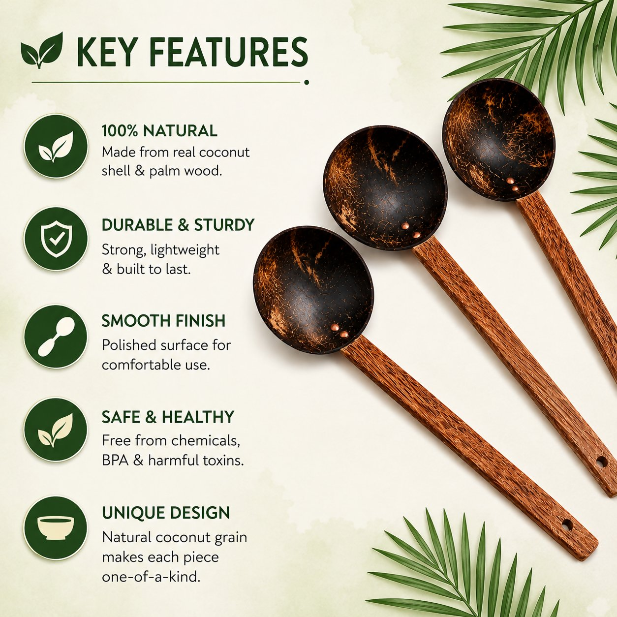 Thenga Coconut Shell Ladles/Spoon Set | Grocsy