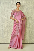 Pink Silk Plain Saree with Blouse Piece - Purvi | Grocsy