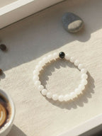 NVR White & Black Crystal Beaded Bracelet for Men & Women | Grocsy