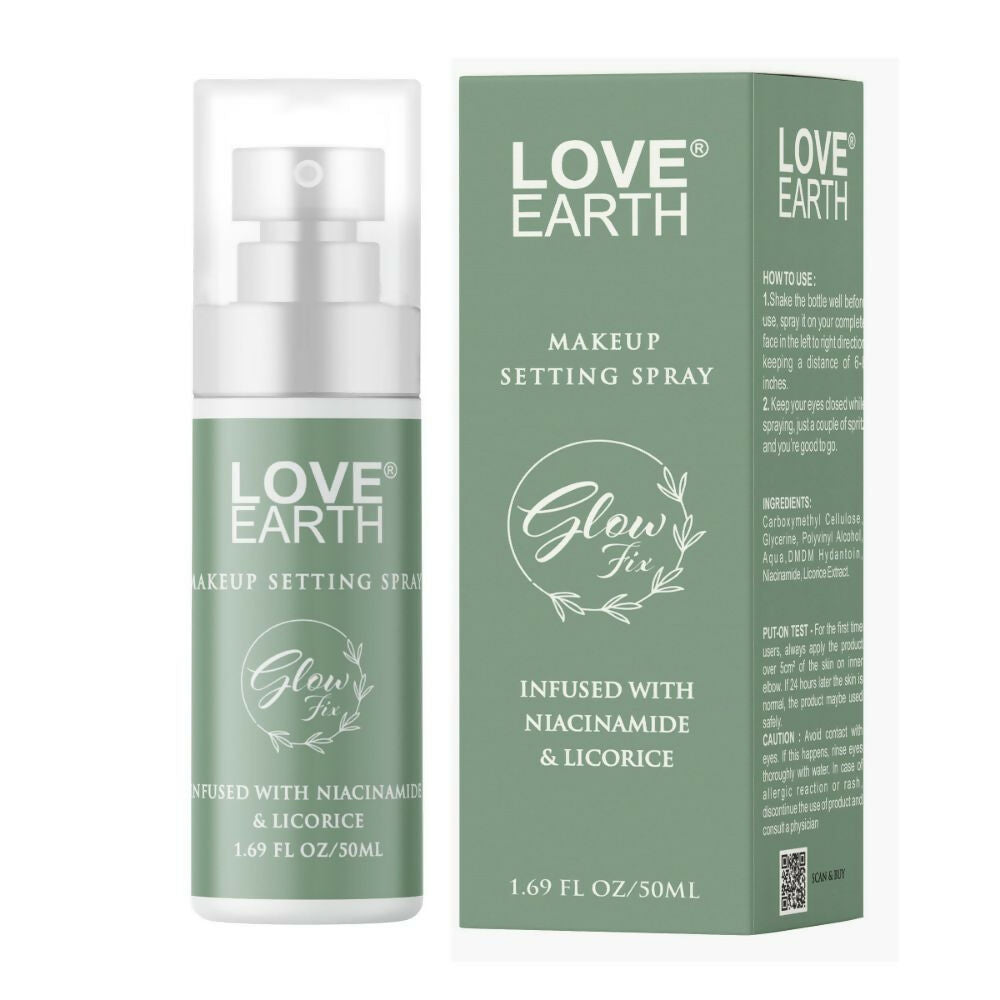 Love Earth Makeup Setting Spray Glow Fix, Infused With Niacinamide & Licorice | Grocsy