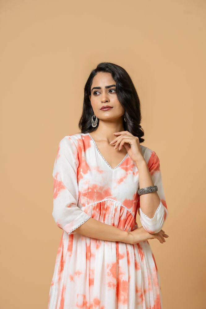 Joban Fashion Peach Tie & Dye Kurta Pant Set | Grocsy