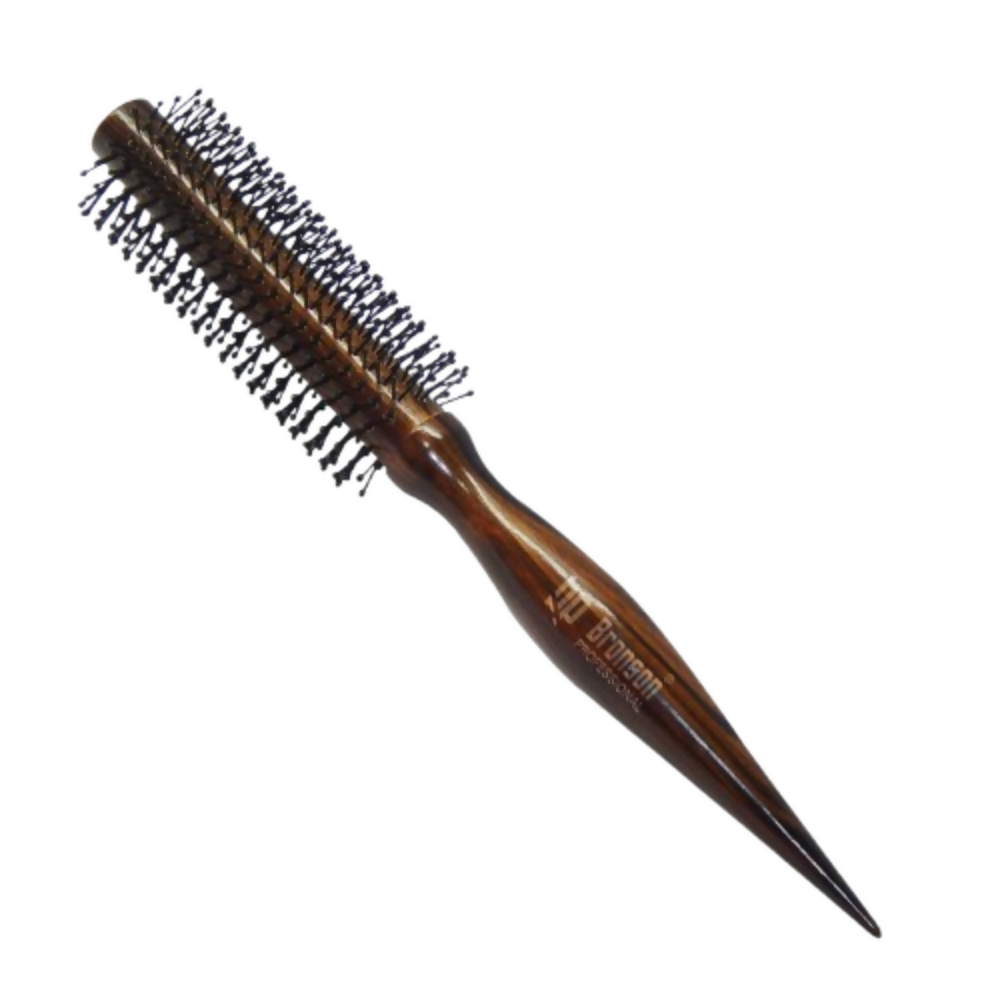 Bronson Professional Wooden Round Hair Brush Voluminzier For Blow Dry Curls and Waves - Dark Brown | Grocsy