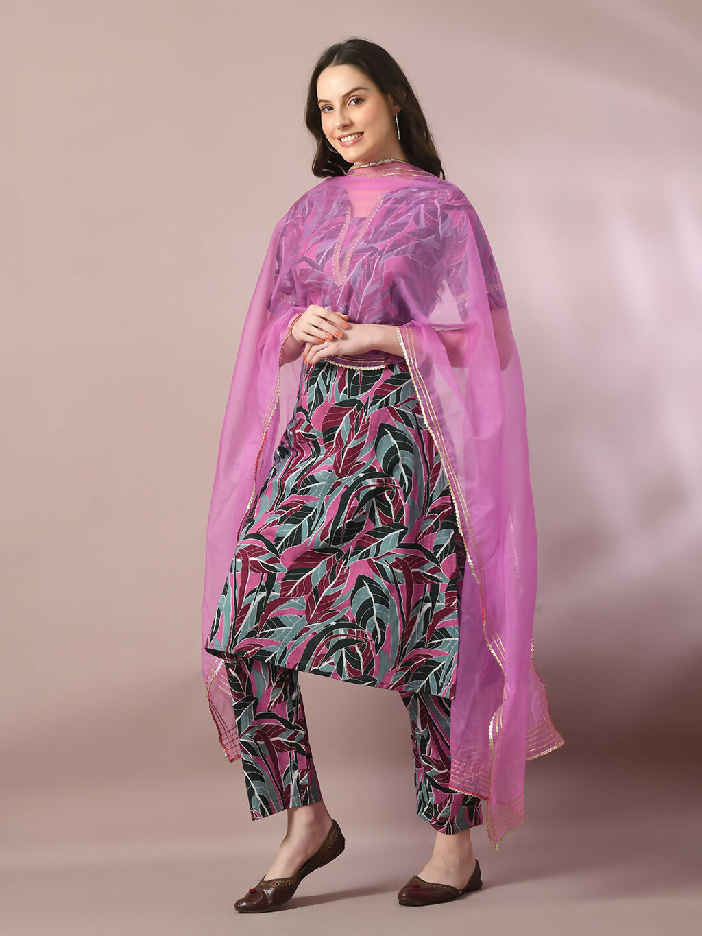 Myshka Women's Multi Printed Cotton Straight Party Kurta Set With Dupatta | Grocsy