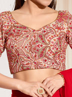 Joban Fashion Off White Cotton Padded Blouse With Sweetheart Neck Elbow Sleeves | Grocsy