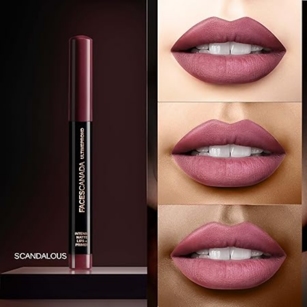Faces Canada Ultime Pro Hd Intense Matte Lipstick + Primer - Scandalous (Nude) | Grocsy