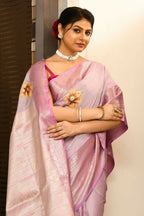 Joban Fashion Lavender Saree Kataan Applick Witch Mirror | Grocsy