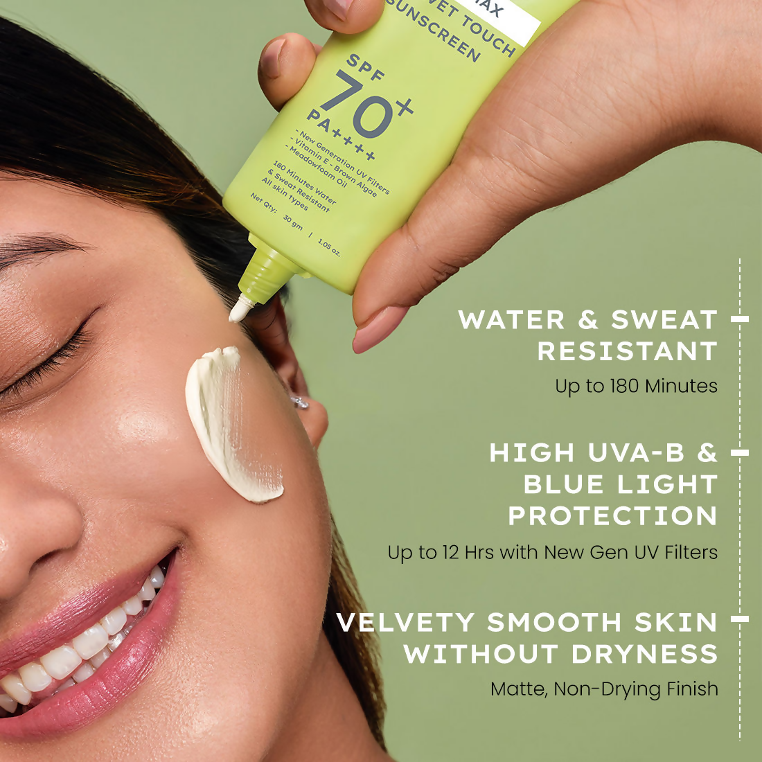 Hyphen Matte Max Velvet Touch Sunscreen SPF70+PA++++ Sweat & Water Resistant 12hr UV Protection | Grocsy