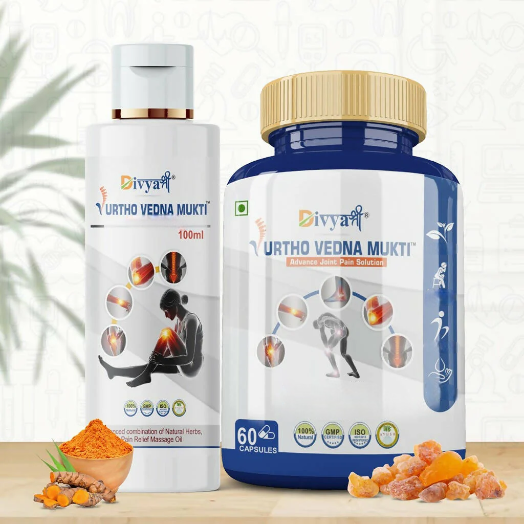 Divya Shree Urtho Vedna Mukti Capsule & Oil Ayurvedic Joint Pain Relief Kit | Grocsy