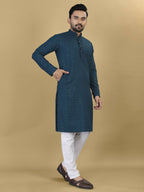 Anaita Teal Embroidered Rayon Straight Kurta | Grocsy