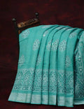 Rama Green Coloured Block Print Semi Chanderi Saree By Gayathri Reddy Designer Studio | Grocsy