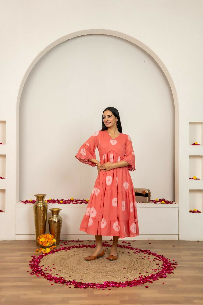 Joban Fashion Pink Tie & Dye Cotton Dress | Grocsy