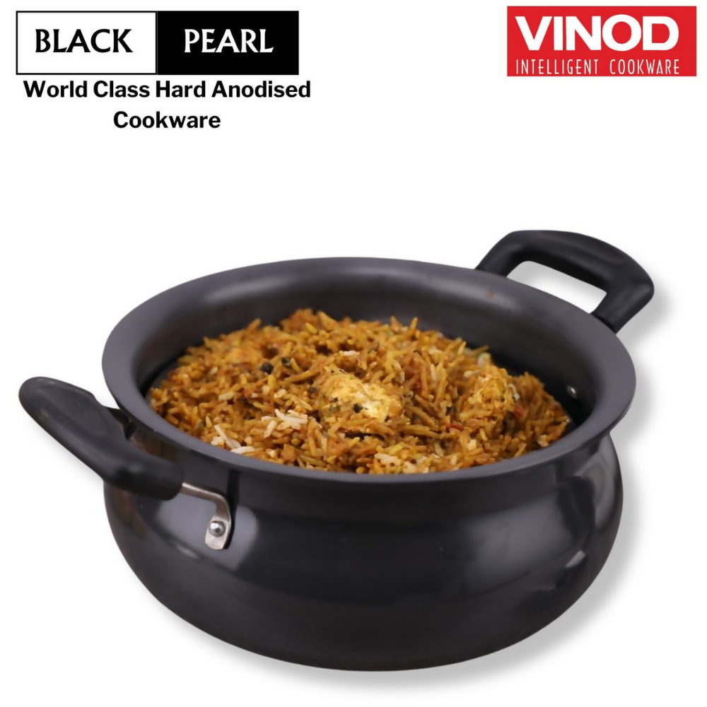 Vinod Black Pearl Hard Anodised Non Stick Handi with Lid | Grocsy