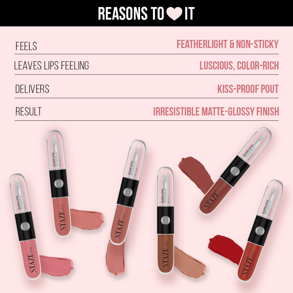 Staze 9To9 Gloss Lock 2-In-1 Liquid Lipstick - 03 Im Bubbly | Grocsy