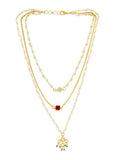 White and gold, Red Stone Kundan Necklace - Ruby Raang | Grocsy