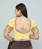 Joban Fashion Women's Light Yellow Embroidered Stitched Blouse | Grocsy