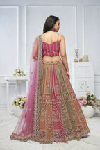 Kesar Fab Multi-Onion Net Embroidered Lehenga | Grocsy
