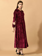 Myshka Women's Violet Fit and Flare Party Dress | Grocsy