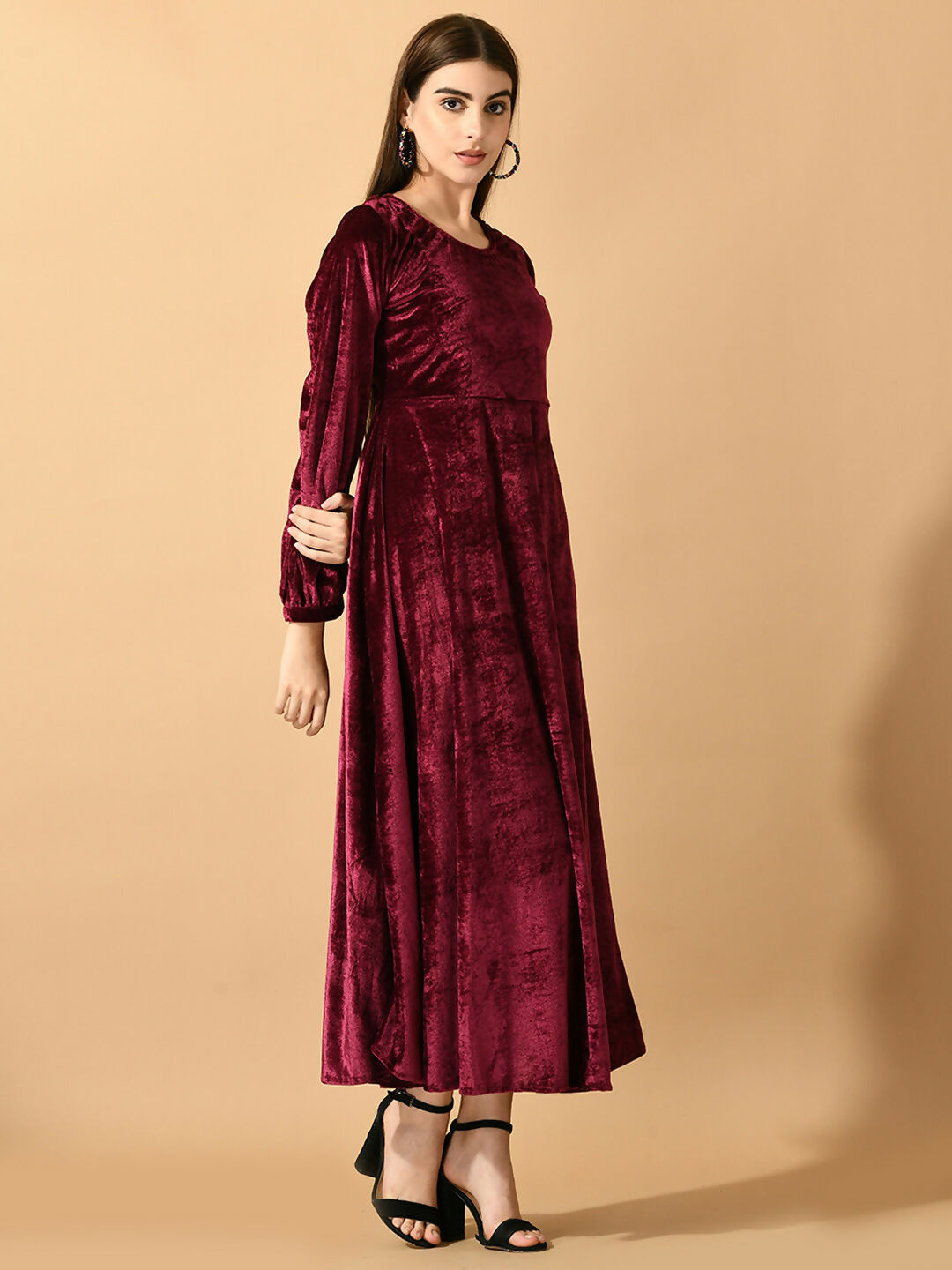 Myshka Women's Violet Fit and Flare Party Dress | Grocsy