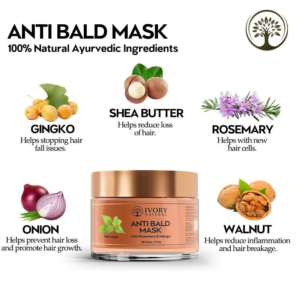 Ivory Natural Bald Mask For Hair - Hair Mask For Less Hair And Hair Thinning | Grocsy