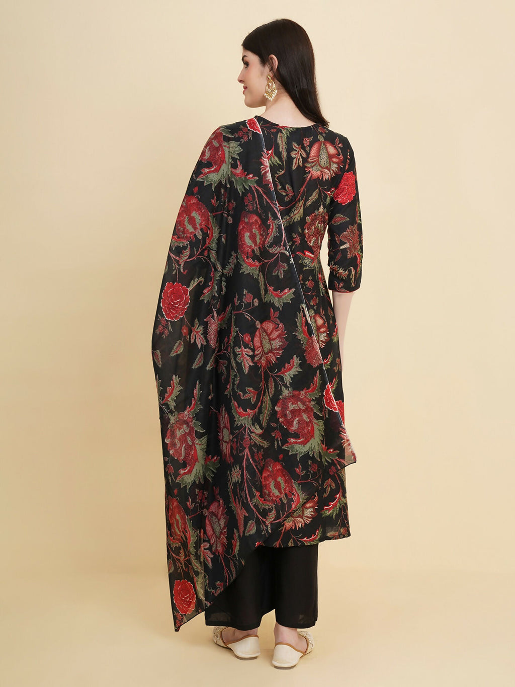 Designer Stylish black Cotton Stitched Suit With Dupatta - Tanisha | Grocsy