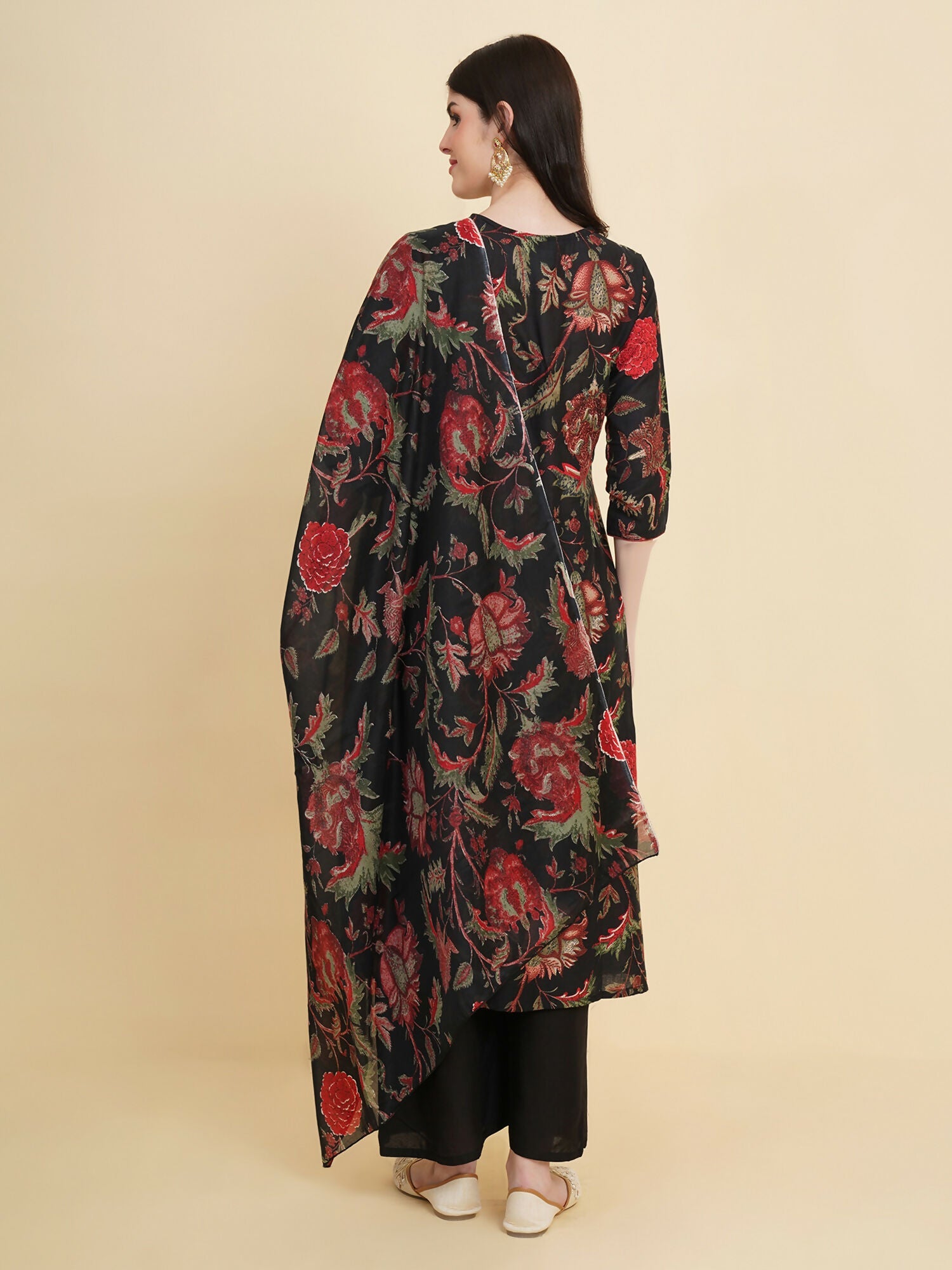 Designer Stylish black Cotton Stitched Suit With Dupatta - Tanisha | Grocsy
