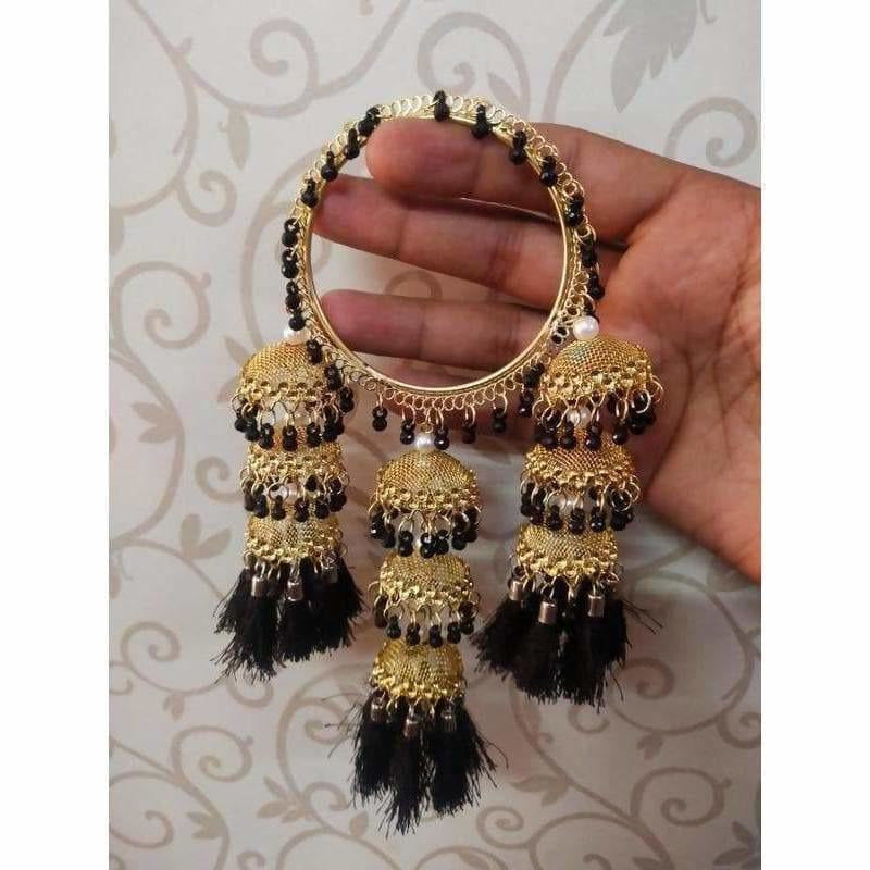 MS Fashion India Gold Color With Black Pearls And Jhumkas Hanging Bangles | Grocsy