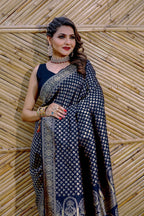 Partywear Designer Dark Blue Banarasi Silk Fancy Saree - Starwalk | Grocsy