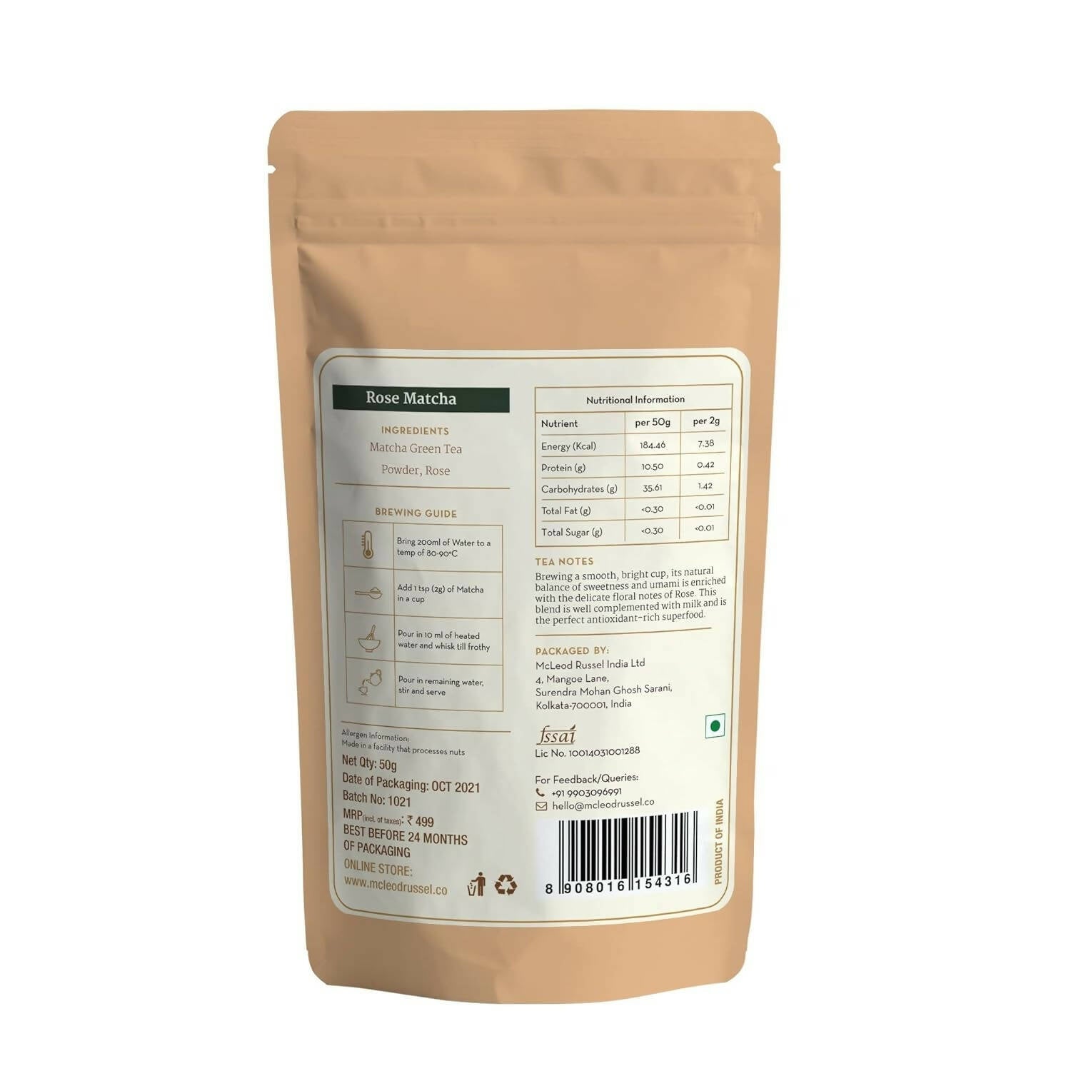 McLeod Russel 1869 Rose Matcha - 100% Pure Japanese Matcha Green Tea | Grocsy