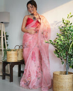 Vamsee Ramya Onion Organza Saree | Grocsy
