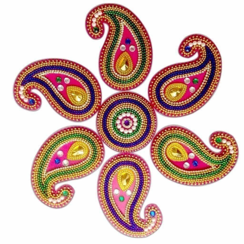 Colorful Rangoli design for floor decoration / Wall Decoration / Pooja Decoration | Grocsy