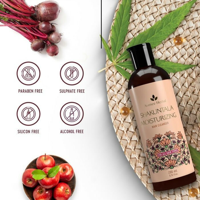 Avimee Herbal Shakuntala Moisturizing Hair Cleanser For Silky, Shiny & Strong Hair With Aloe Vera, Apple Cider Vinegar, Rice Protein & Keratin Protein | Grocsy